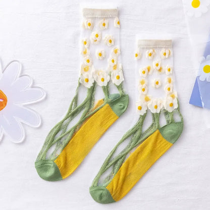 Plusock Sheer Daisy Lace Sheer Quarter Socks(5 Pairs) - image 4
