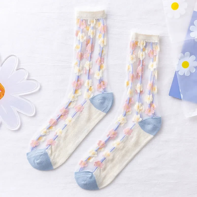 Plusock Sheer Daisy Lace Sheer Quarter Socks(5 Pairs) - image 9