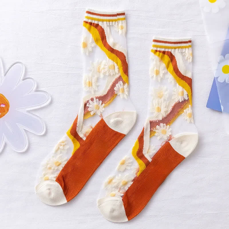 Plusock Sheer Daisy Lace Sheer Quarter Socks(5 Pairs) - image 8