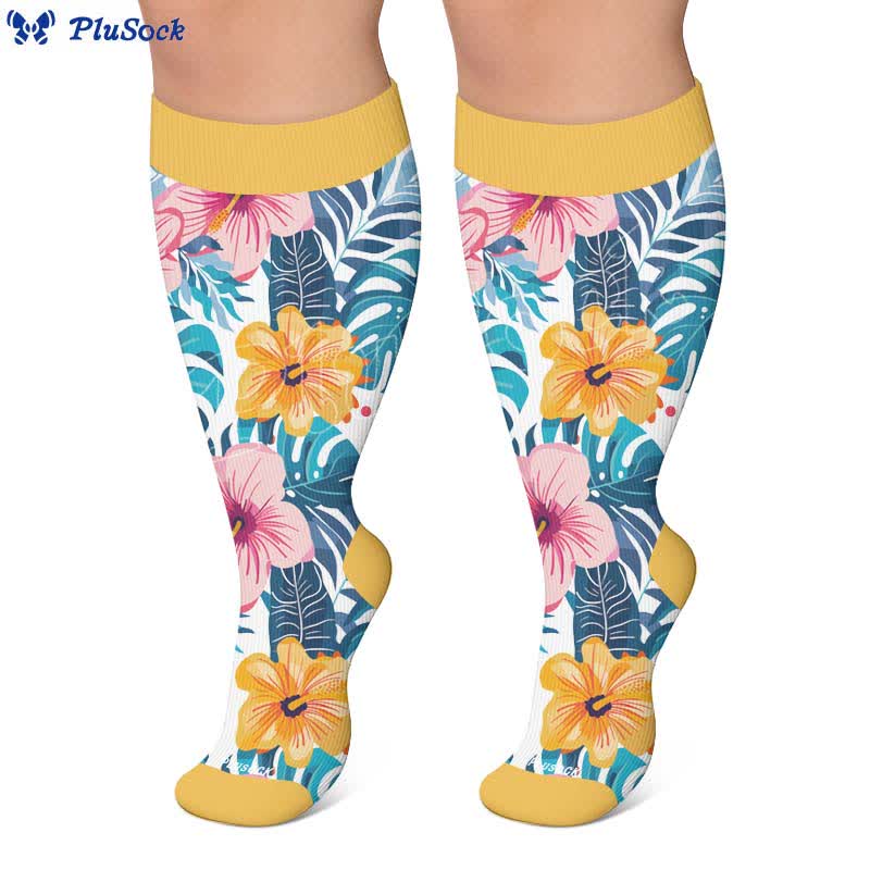 Plusock Plus Size Colorful Floral Compression Socks - image 3