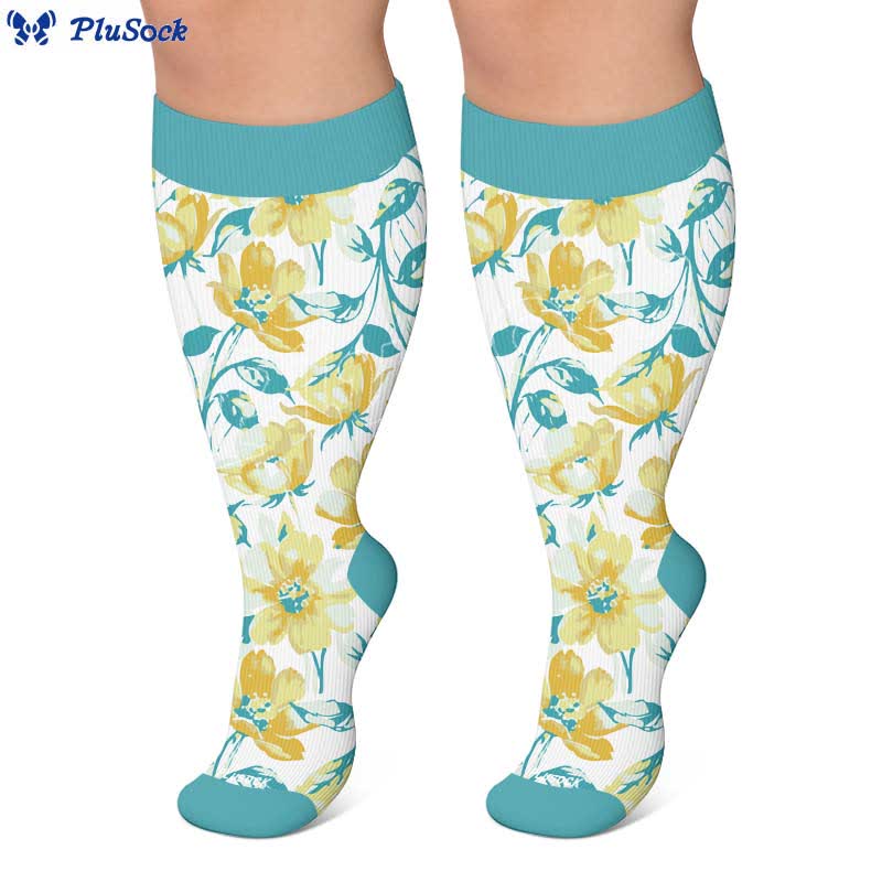 Plusock Plus Size Colorful Floral Compression Socks - image 4