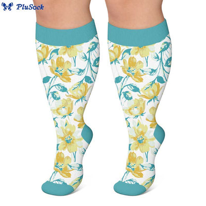 Plusock Plus Size Colorful Floral Compression Socks - image 4