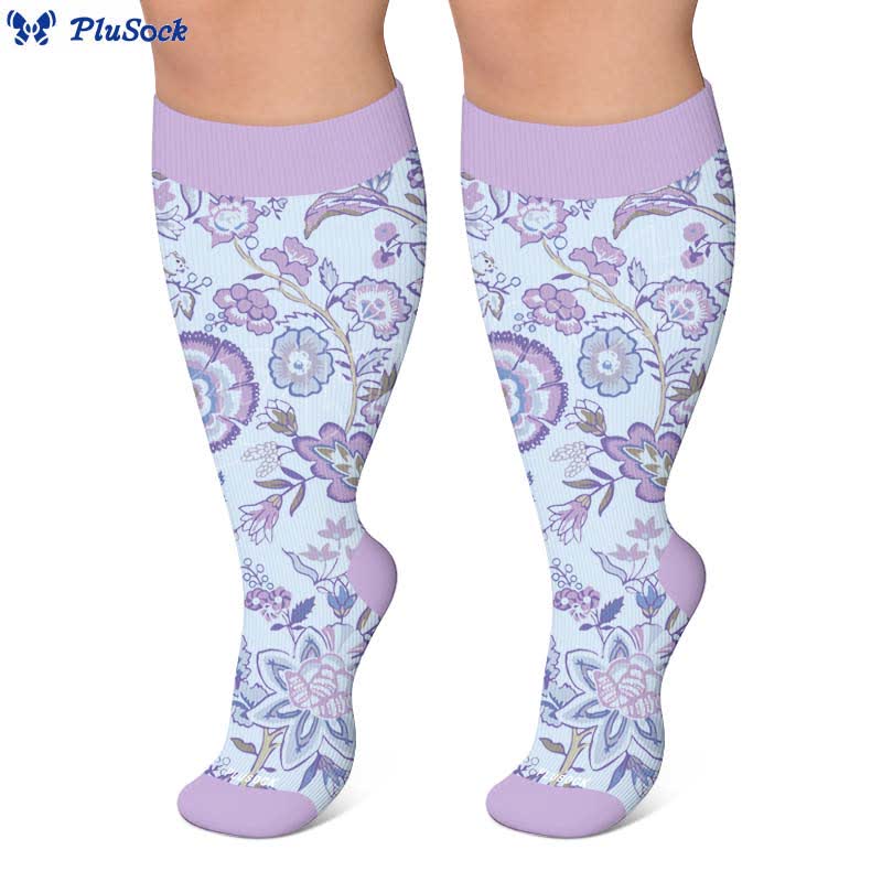 Plusock Plus Size Colorful Floral Compression Socks - image 2