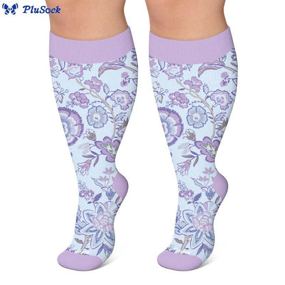 Plusock Plus Size Colorful Floral Compression Socks - image 2