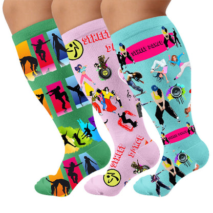 Plusock Plus Size Street Dance Compression Socks - Multicolor(3 Pairs) - 4XL - image 1