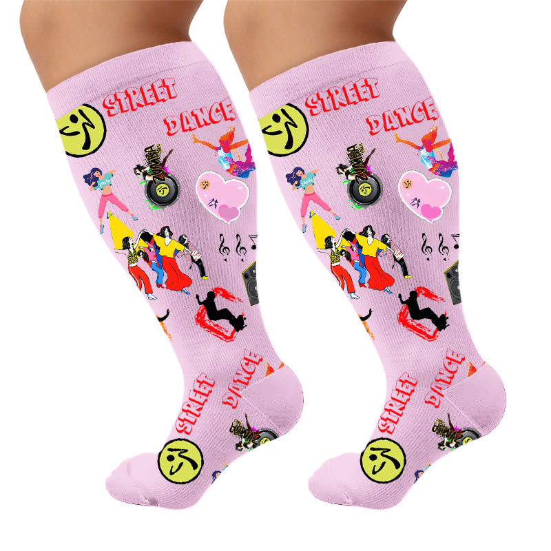 Plusock Plus Size Street Dance Compression Socks - Pink(1 Pair) - 4XL - image 6