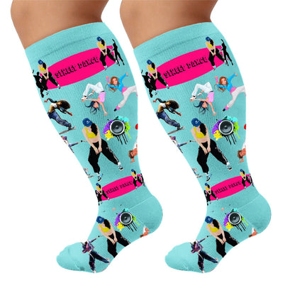 Plusock Plus Size Street Dance Compression Socks - Blue(1 Pair) - 4XL - image 7