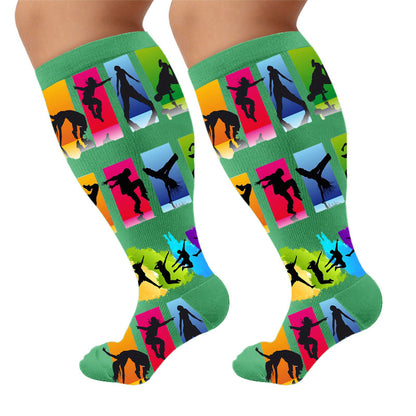 Plusock Plus Size Street Dance Compression Socks - Green(1 Pair) - 4XL - image 5
