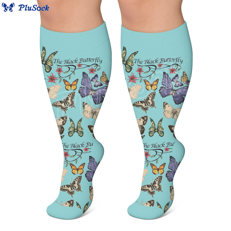 Plusock Plus Size Butterfly Spider Compression Socks - image 4