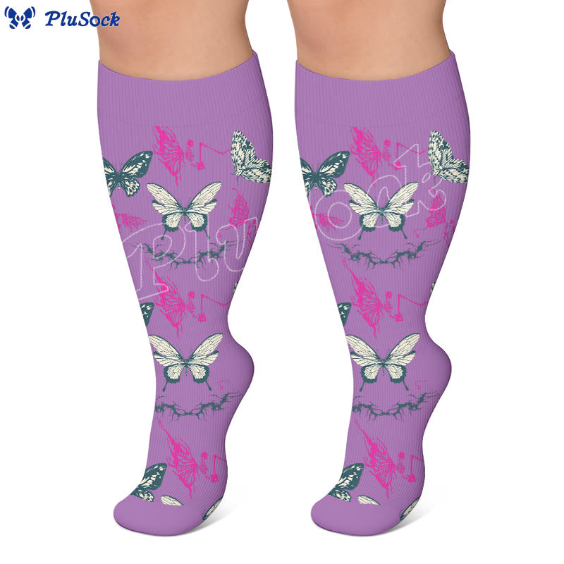 Plusock Plus Size Butterfly Spider Compression Socks - image 2