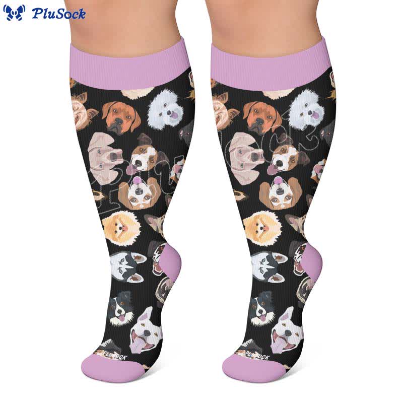 Plusock Plus Size Cute Dog Print Compression Socks - image 2