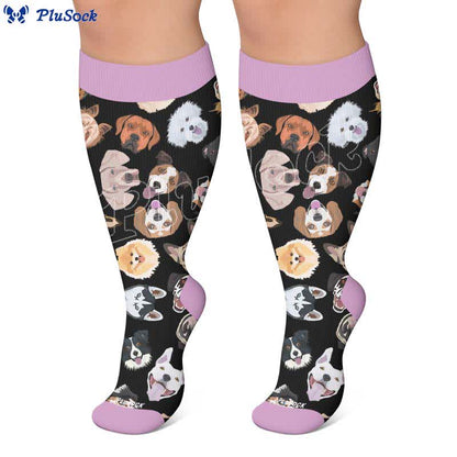 Plusock Plus Size Cute Dog Print Compression Socks - image 2