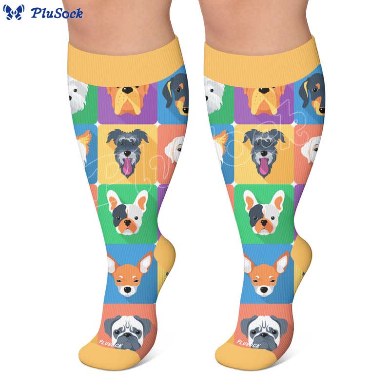 Plusock Plus Size Cute Dog Print Compression Socks - image 3