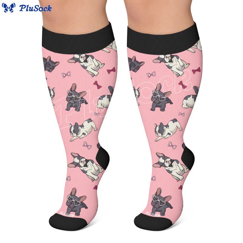 Plusock Plus Size Cute Dog Print Compression Socks - image 4