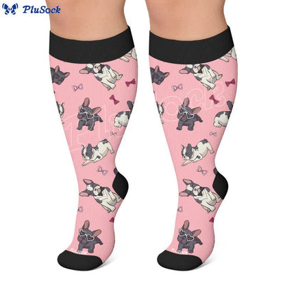 Plusock Plus Size Cute Dog Print Compression Socks - image 4