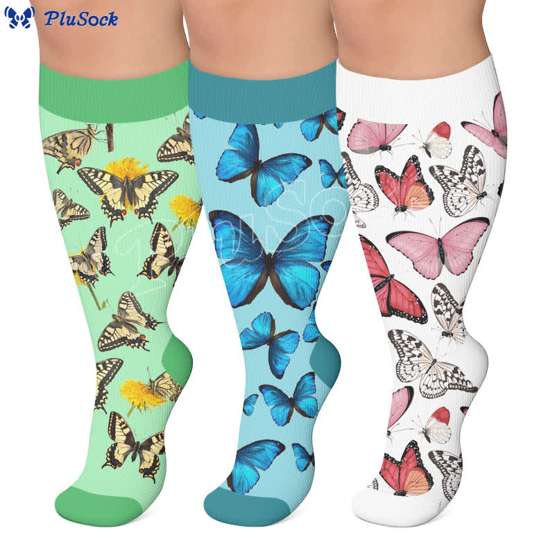 Plusock Plus Size Spring Butterfly Compression Socks - image 0