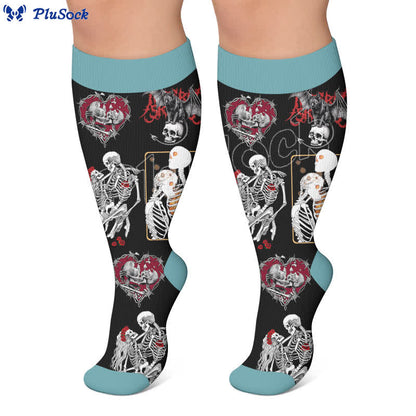 Plusock Plus Size Spooky Skeleton Compression Socks - image 4