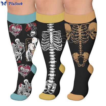 Plusock Plus Size Spooky Skeleton Compression Socks - image 0