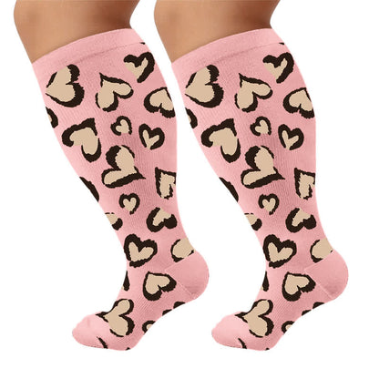 Plusock Plus Size Sexy Leopard Compression Socks - Pink(1 Pair) - 4XL - image 5