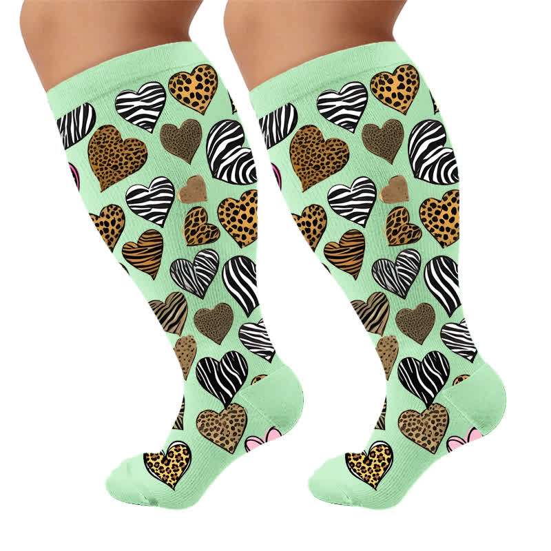 Plusock Plus Size Sexy Leopard Compression Socks - Green(1 Pair) - 4XL - image 6