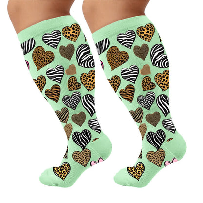 Plusock Plus Size Sexy Leopard Compression Socks - Green(1 Pair) - 4XL - image 6