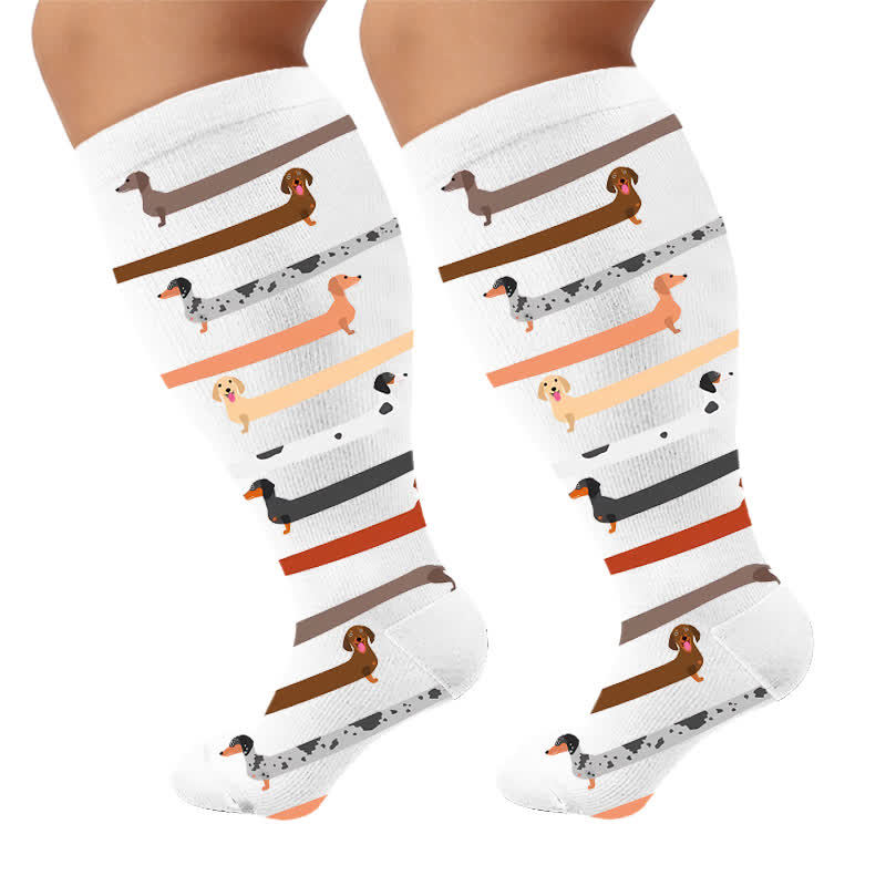 Plusock Plus Size Dachshund Compression Socks - White(1 Pair) - 4XL - image 7
