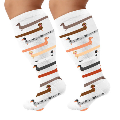 Plusock Plus Size Dachshund Compression Socks - White(1 Pair) - 4XL - image 7