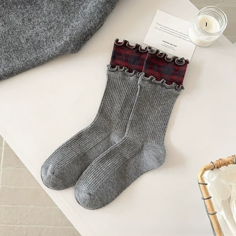 Plusock Ruffle Ribbed Cotton Quarter Socks(5 Pairs) - image 4