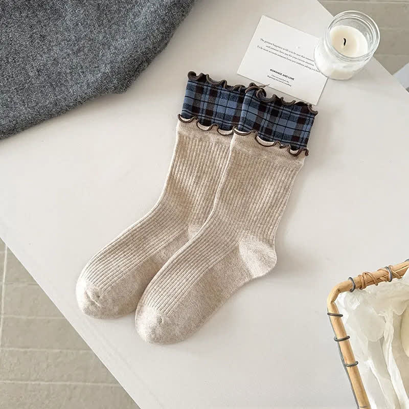 Plusock Ruffle Ribbed Cotton Quarter Socks(5 Pairs) - image 5