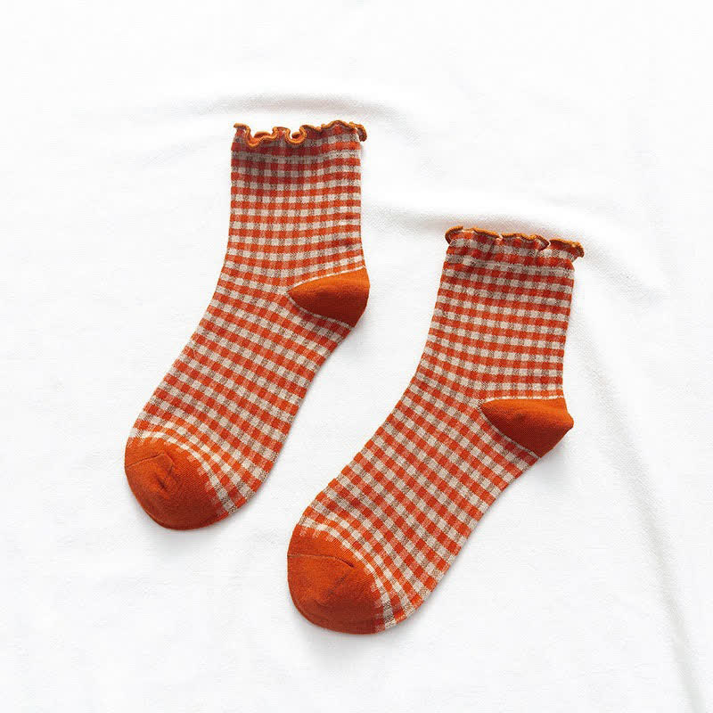 Plusock Ruffle Plaid Quarter Socks(6 Pairs) - image 8