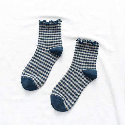 Plusock Ruffle Plaid Quarter Socks(6 Pairs) - image 7