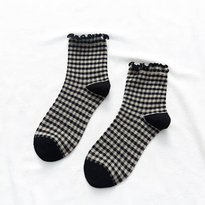 Plusock Ruffle Plaid Quarter Socks(6 Pairs) - image 9