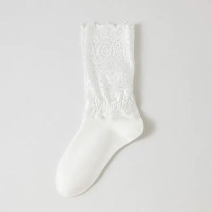 Plusock Elegant Lace Quarter Socks (4 Pairs) - White - EU35-40(US2-7) - image 4