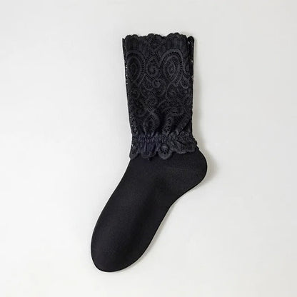 Plusock Elegant Lace Quarter Socks (4 Pairs) - Black - EU35-40(US2-7) - image 5