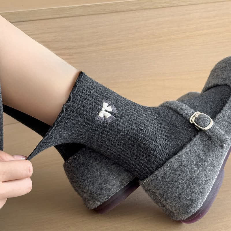 Plusock Cute Bow Embroidered Quarter Socks(14 Pairs) - image 1