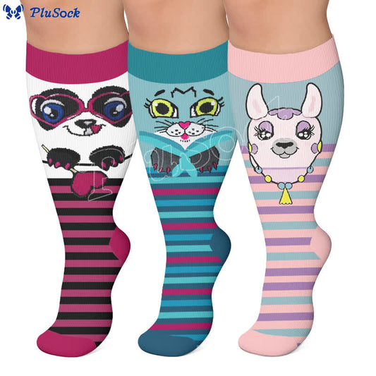 Plusock Plus Size Animal Stripe Compression Socks - image 0