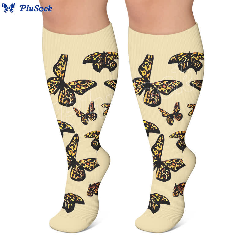 Plusock Plus Size Butterfly Leopard Compression Socks - image 3