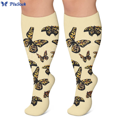 Plusock Plus Size Butterfly Leopard Compression Socks - image 3
