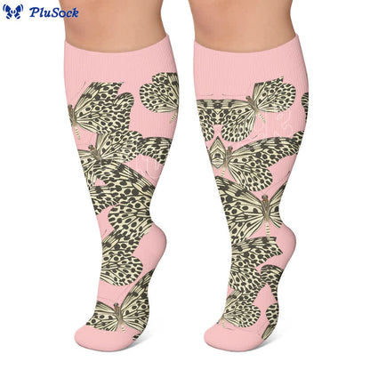 Plusock Plus Size Butterfly Leopard Compression Socks - image 4