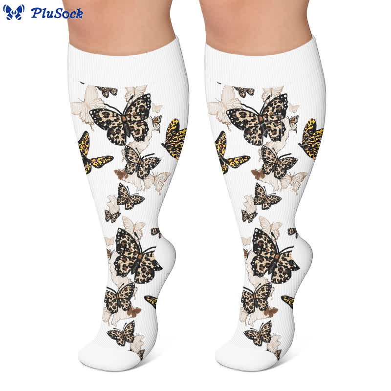 Plusock Plus Size Butterfly Leopard Compression Socks - image 2