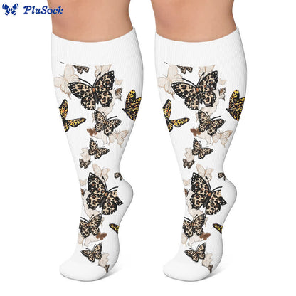 Plusock Plus Size Butterfly Leopard Compression Socks - image 2
