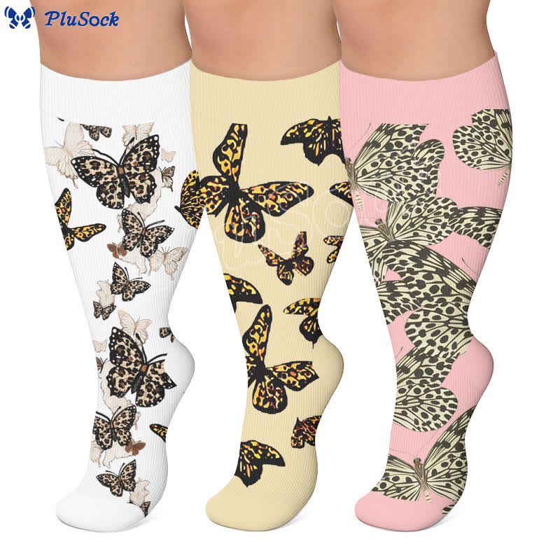 Plusock Plus Size Butterfly Leopard Compression Socks - image 0