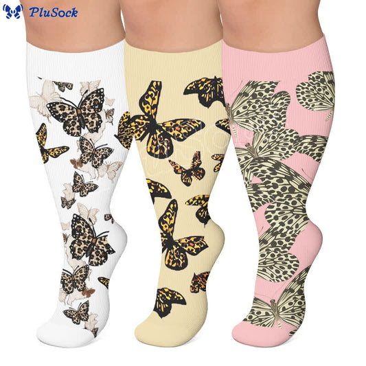 Plusock Plus Size Butterfly Leopard Compression Socks - image 0