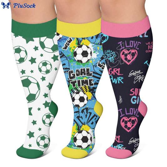 Plusock Plus Size Soccer Graffiti Compression Socks - image 0