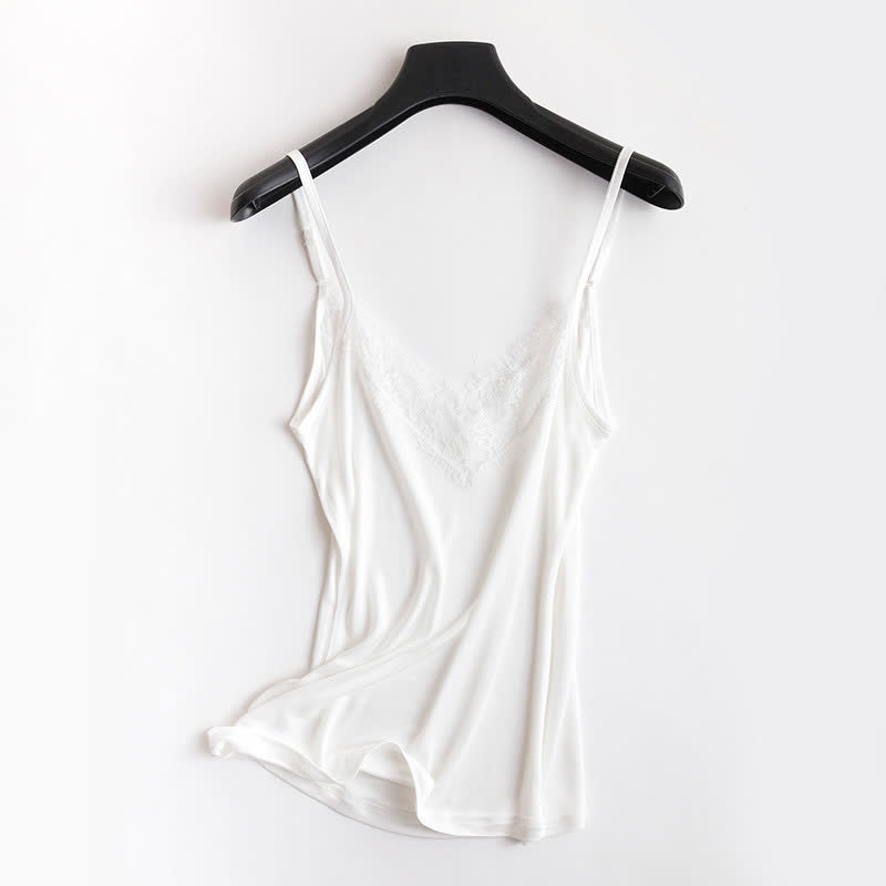 Plusock Plus Size Lace Silk Cooling Tank Top - White - XXL - image 11