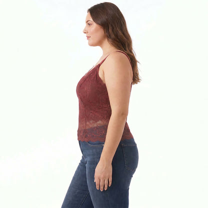 Plusock Plus Size Lace V Neck Tank Top(2 Pieces) - image 1
