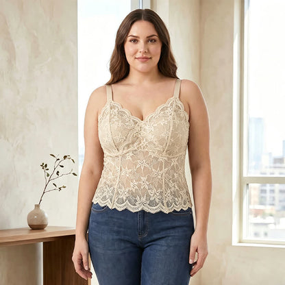 Plusock Plus Size Lace V Neck Tank Top(2 Pieces) - image 7
