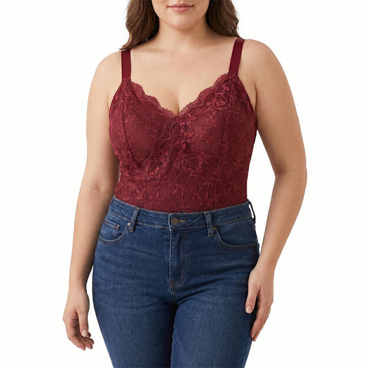 Plusock Plus Size Lace V Neck Tank Top(2 Pieces) - image 0