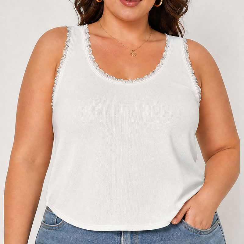 Plusock Plus Size Casual Lace Tank Top – plusock