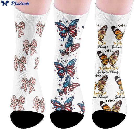 Plusock Bowknot Flag Butterfly Socks - image 0